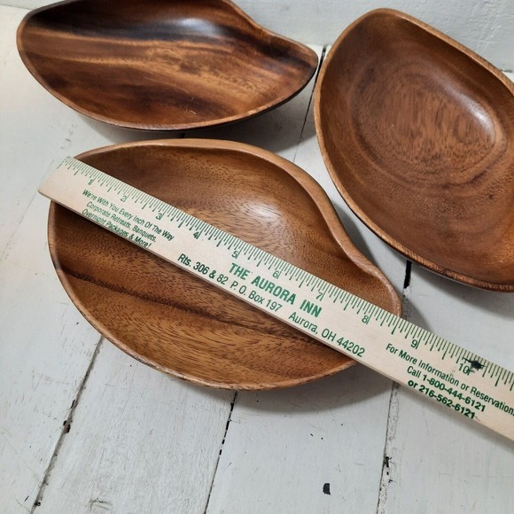 Vintage Genuine Monkeypod Wood Seed Pod Shaped Dish Lot of 3 Wooden Monkey Pod - Picture 4 of 12